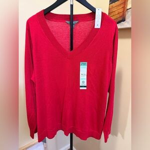 NWT Plus Sz Time and Tru Women's Ribbed Panel V-Neck Sweater with Long Sleeves